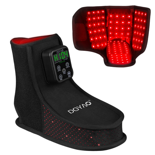 DGQY boot slipper with LED coverage across toes, sole, and ankle for soothing warmth.
