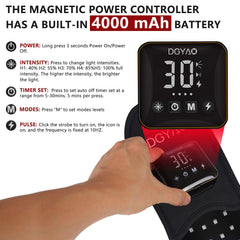 Red and near-infrared light array for deep tissue reach during therapy.