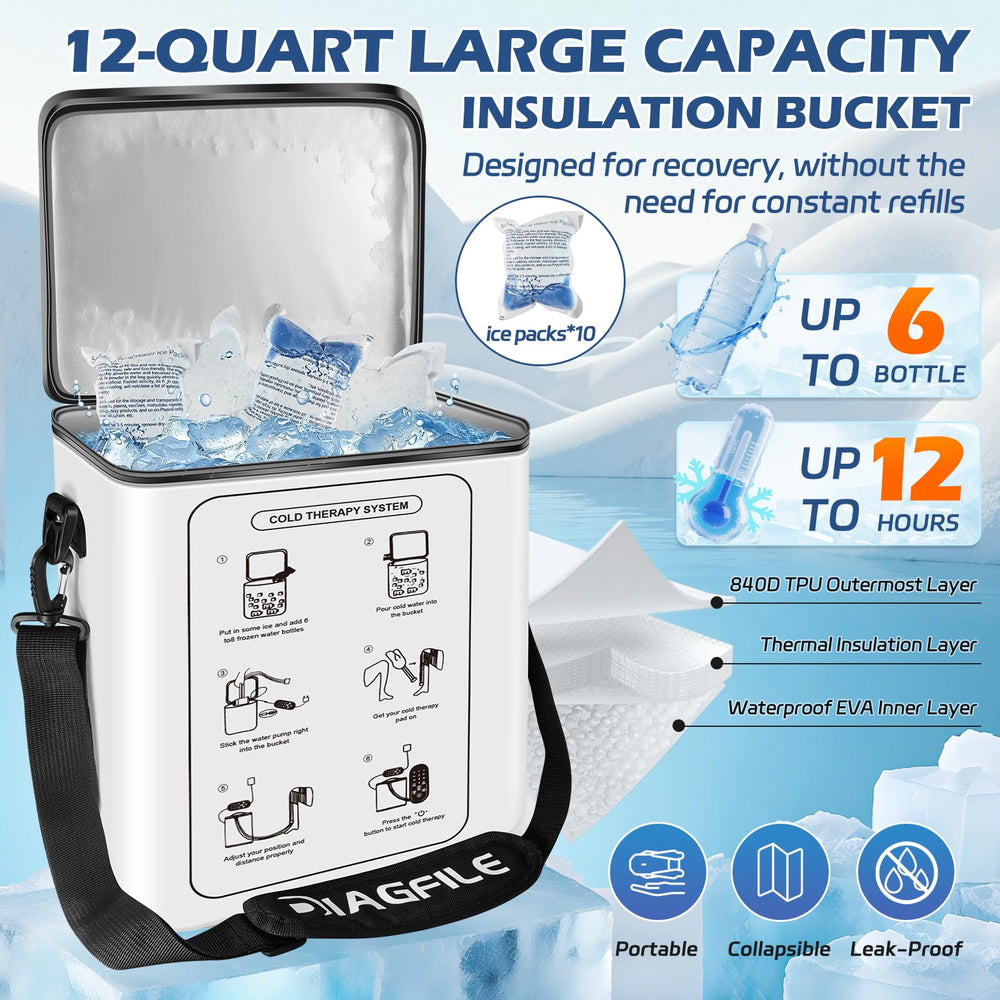 Diagfile cold therapy machine quiet pump enables night-time therapy without noise.