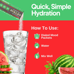 Travel-friendly packaging for Dialed Moods Watermelon Wipeout on the go