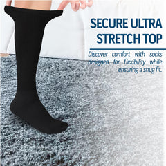 Diamond Star men’s size 12–14 knee-high socks in black offer breathable fit.