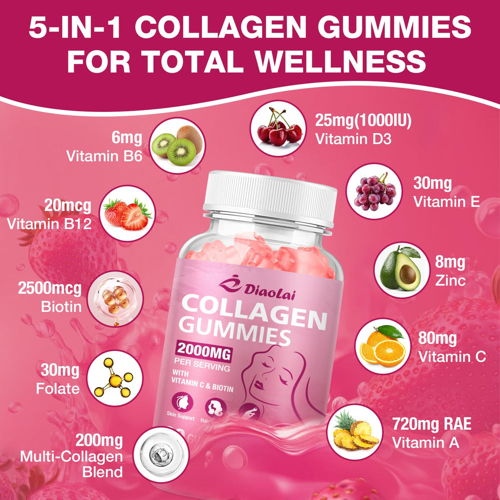 DIAOLAI daily-use routine with collagen gummies.