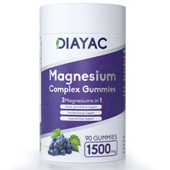 The DIAYAC Magnesium Complex Gummies evening-use shot suggests relaxation and muscle comfort.