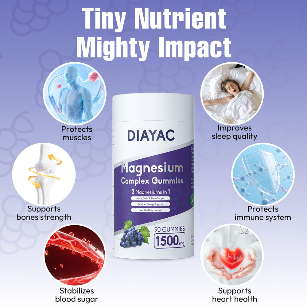 The DIAYAC Magnesium Complex Gummies on desk illustrate a convenient daily routine.