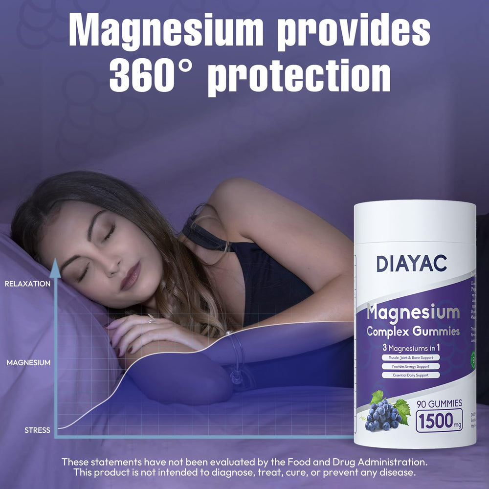 The DIAYAC Magnesium Complex Gummies single-serve wrappers enable on-the-go intake.