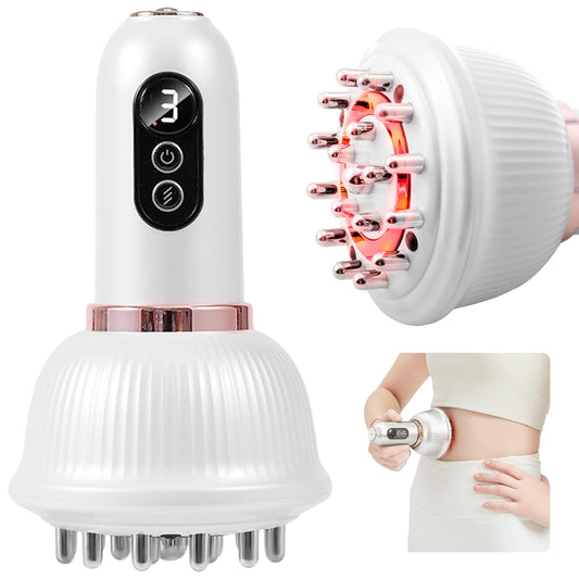 DiDEER lymphatic drainage massager in use on leg for puffiness relief