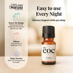 DIFFUSER WORLD eucalyptus oil bottle for cleansing diffuser experiences.