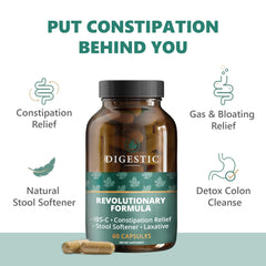 Close-up of Digestic capsules highlighting natural laxative action