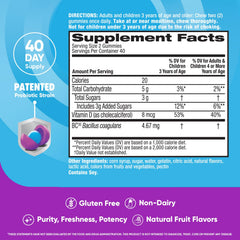 Digestive Advantage daily probiotic gummies two-bottle pack displayed for family-friendly supply.