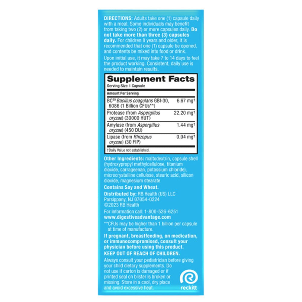 Digestive Advantage probiotic bottle with enzyme blend for improved digestion