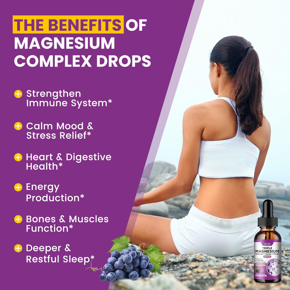 Dilib bottle label close up showing magnesium glycinate blend and ingredients