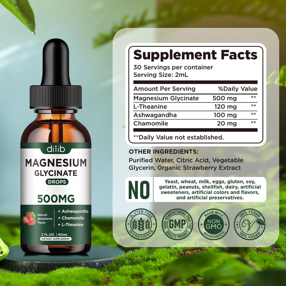 dilib magnesium glycinate drops travel-friendly packaging ready for on-the-go