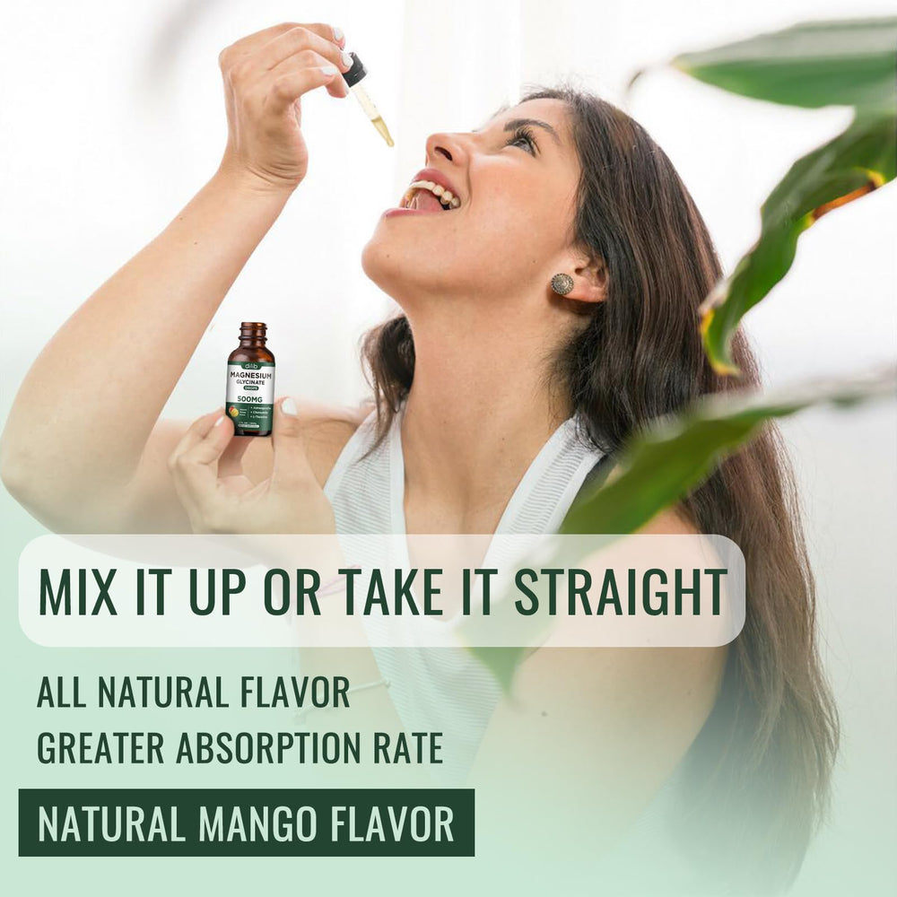 Dilib mango-flavored liquid drops ideal for daily magnesium supplementation.