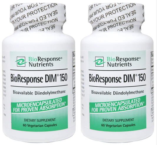 BioResponse DIM 150 mg bottle for daily wellness in vegetarian capsules.