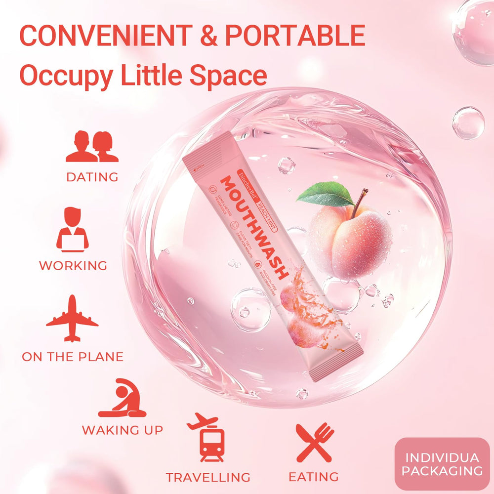 DincherBel leak-proof mouthwash packets fit wallets and purses.
