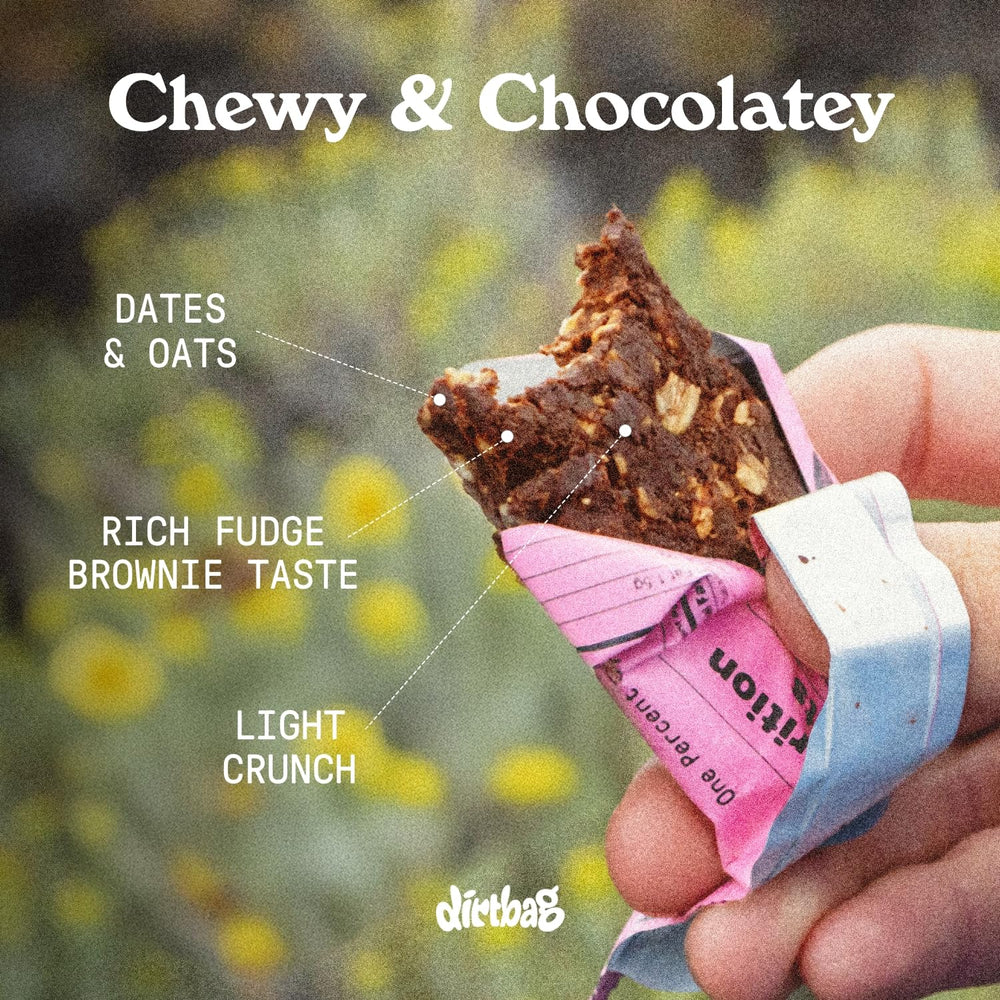 Dirtbag Bar vegan gluten-free label, emphasizing clean plant protein.