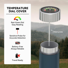 DISONCARE Odyssey 60H insulin cooler dark blue side view shows dial cover for temperature checks