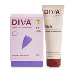 Diva Cup Model 1 in use, offering all-day comfort on a medium flow day