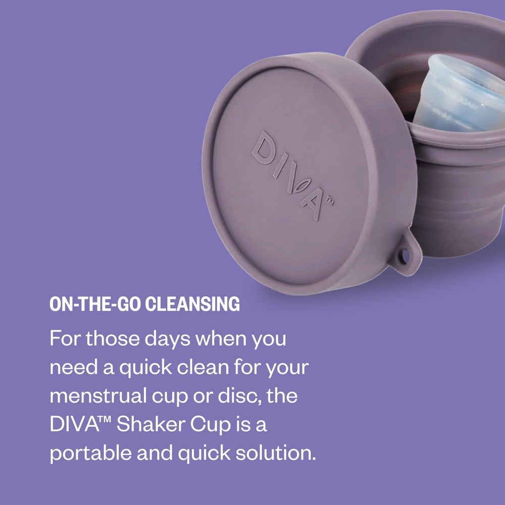 Close-up of DivaCup packaging and components in the pack.
