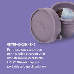 Close-up of DivaCup packaging and components in the pack.