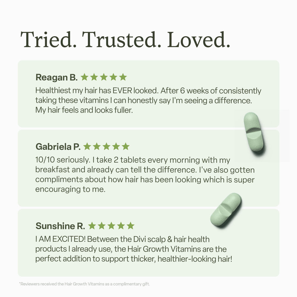 Divi vegan capsules image showcases plant-based ingredients for daily hair care.