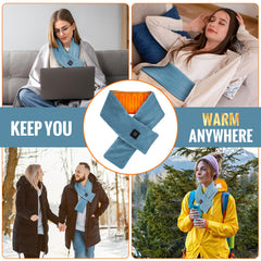Diweez heated scarf shown outdoors for winter activities like hiking or skiing.