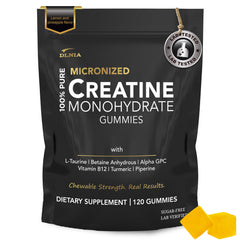 DLNIA creatine gummies blueberry bottle for convenient energy support before workouts.