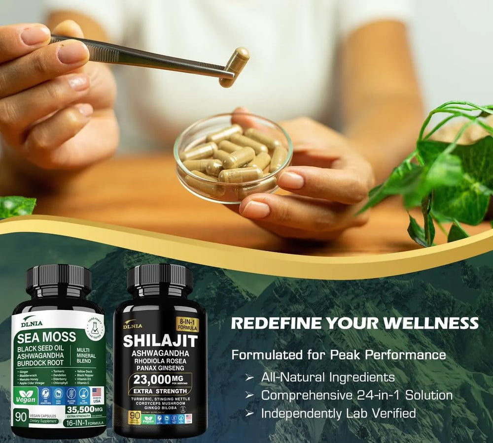 DLNIA Rhodiola Rosea capsules bottle signals mental clarity and stamina support.