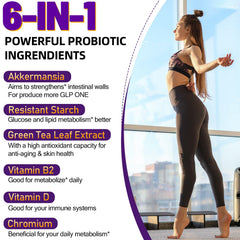Close-up of Dmeisy Akkermansia capsules showing high-potency probiotic.
