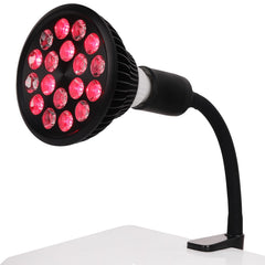 DMMBMFC red light therapy lamp holder in clamp setup for easy hands-free use.