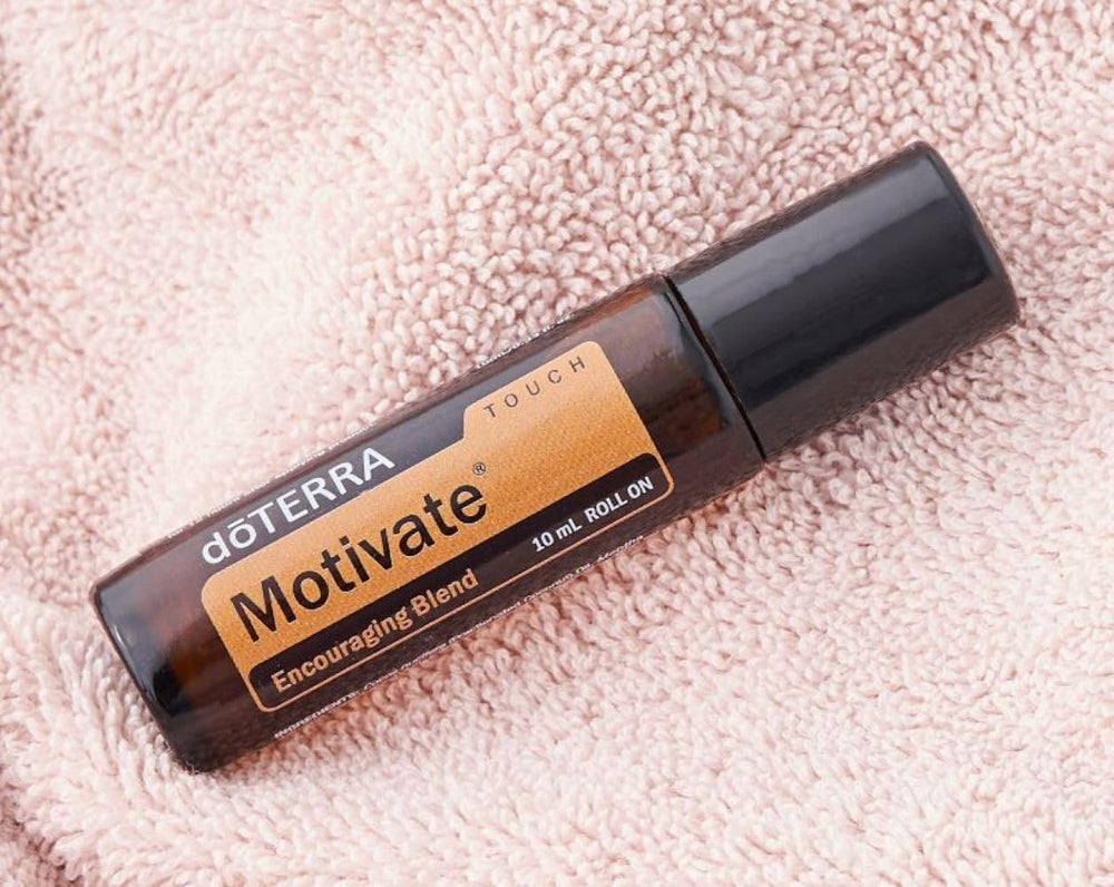 doTERRA Motivate Touch label detail showing premium essential oils