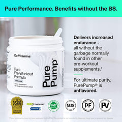 Do Vitamins PurePump powder texture closeup conveys smooth mix with quick dissolution