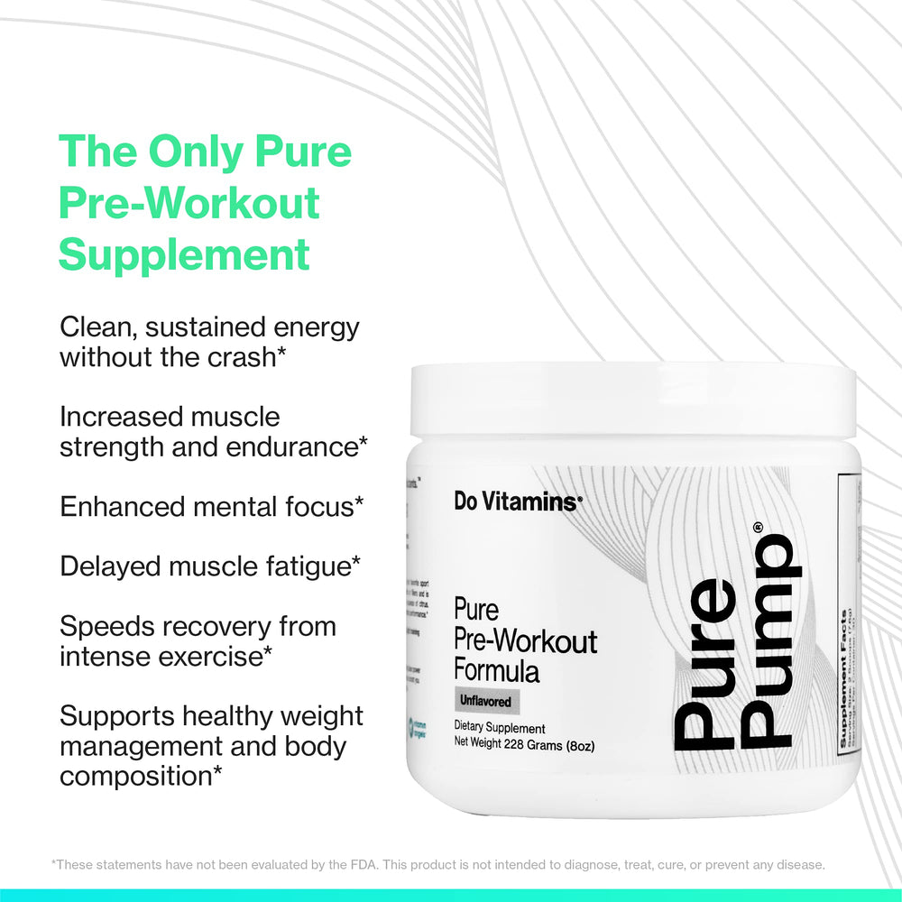 Do Vitamins PurePump scoop powder closeup highlights precise measurement for consistent dosing