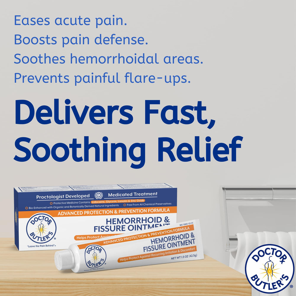 Doctor Butler's ointment tube offering fast itch and pain relief