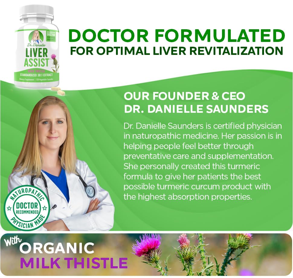 Milk thistle ingredient close-up with Doctor Danielle Liver Assist labeling and quality notes.