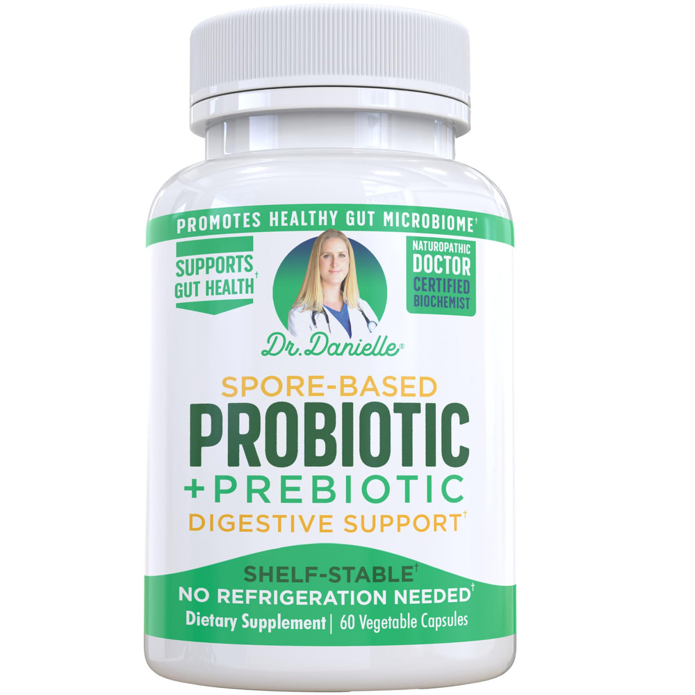 Doctor Danielle Probiotic bottle front view, shelf-stable daily supplement for adults