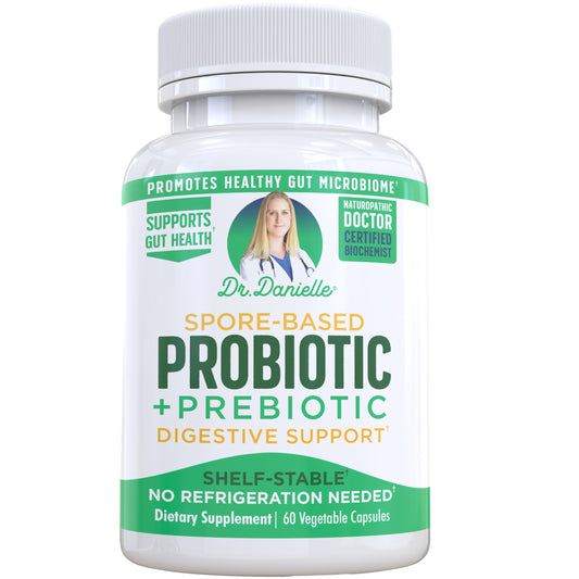 Doctor Danielle Probiotic bottle front view, shelf-stable daily supplement for adults