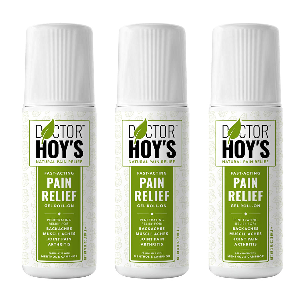 DOCTOR HOY'S Natural Pain Relief Gel roll-on bottle for targeted, fast-absorbing comfort