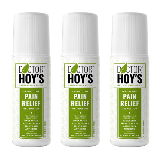 DOCTOR HOY'S Natural Pain Relief Gel roll-on bottle for targeted, fast-absorbing comfort