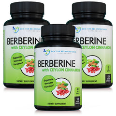 DOCTOR RECOMMENDED SUPPLEMENTS Berberine Cinnamon bottle shows high‑potency 1200mg berberine formula