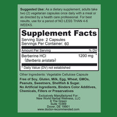 Berberine Plus capsules by Doctor Recommended Supplements, easy veggie capsules for daily intake