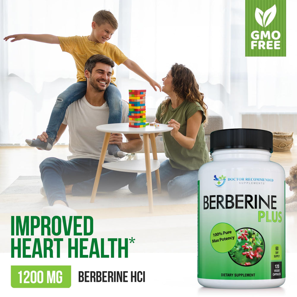 Berberine Plus label close-up with 1200 mg per serving.