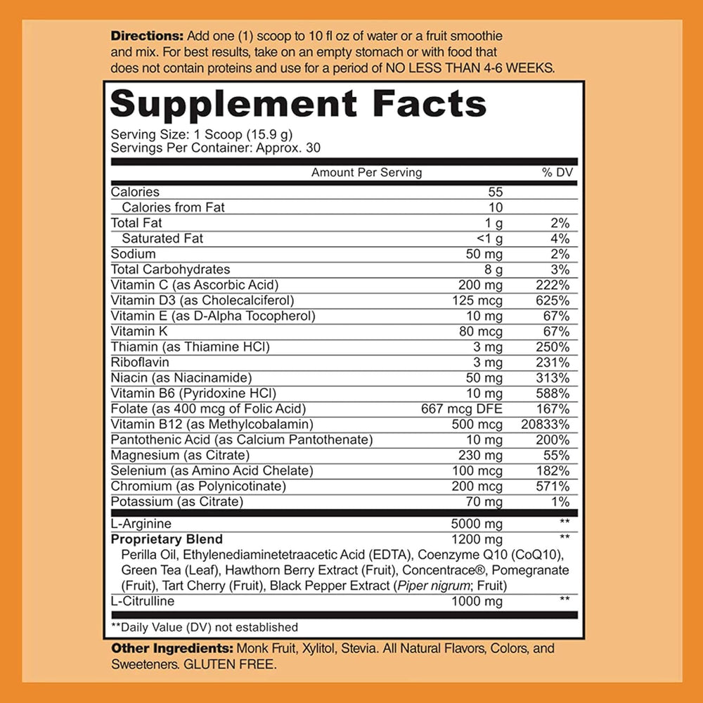Cardio Heart Health bottle cap close-up highlighting L-Arginine and L-Citrulline