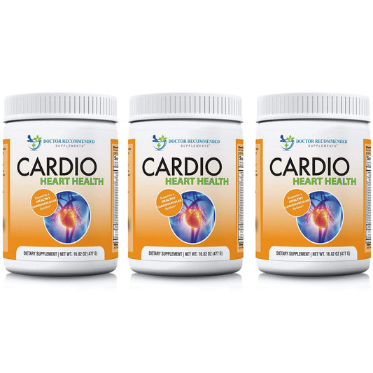 DOCTOR RECOMMENDED SUPPLEMENTS Cardio Heart Health bottle on a counter, supporting everyday blood flow