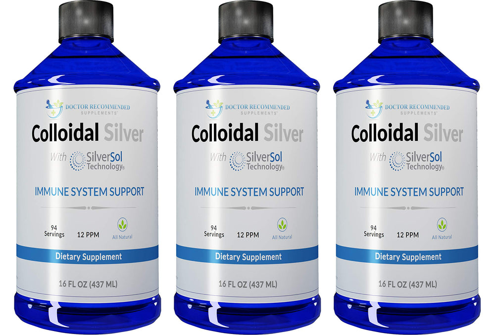 DOCTOR RECOMMENDED SUPPLEMENTS colloidal silver liquid bottle front view for potential daily immune support