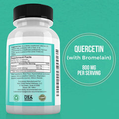 DOCTOR RECOMMENDED SUPPLEMENTS Quercetin Bromelain label closeup vegan option