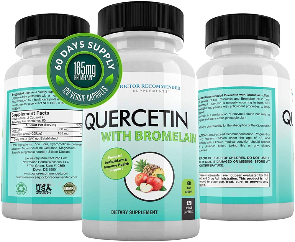DOCTOR RECOMMENDED SUPPLEMENTS Quercetin Bromelain 60-day supply emphasized