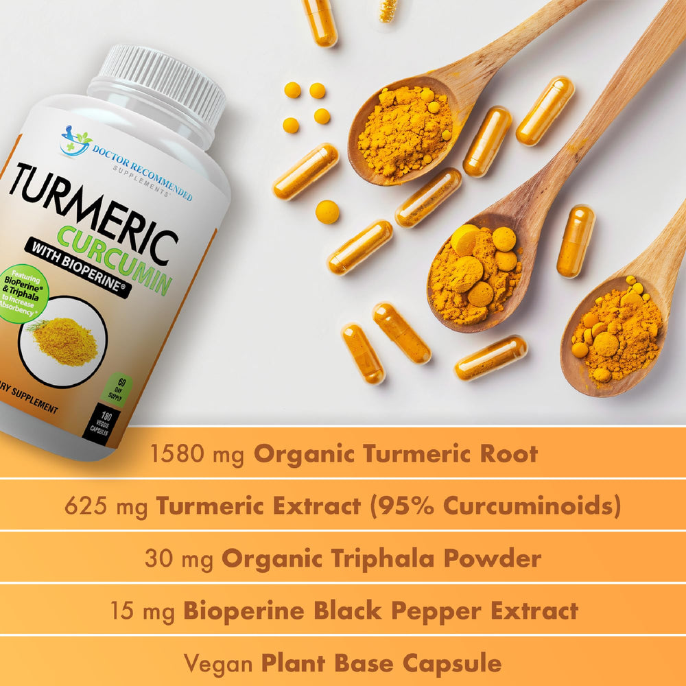 Doctor Recommended Supplements front label shows 95% standardized curcuminoids.