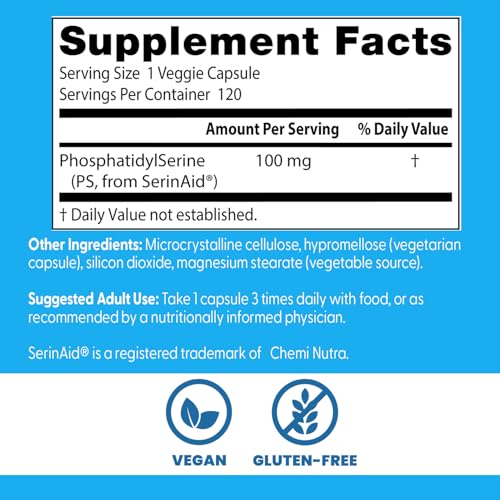Doctor's Best Best Phosphatidyl Serine 100 packaging shows product details and vegan notes