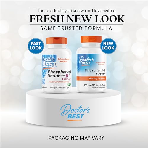 Doctor's Best Best Phosphatidyl Serine 100 softgel capsules close-up highlighting vegan formula